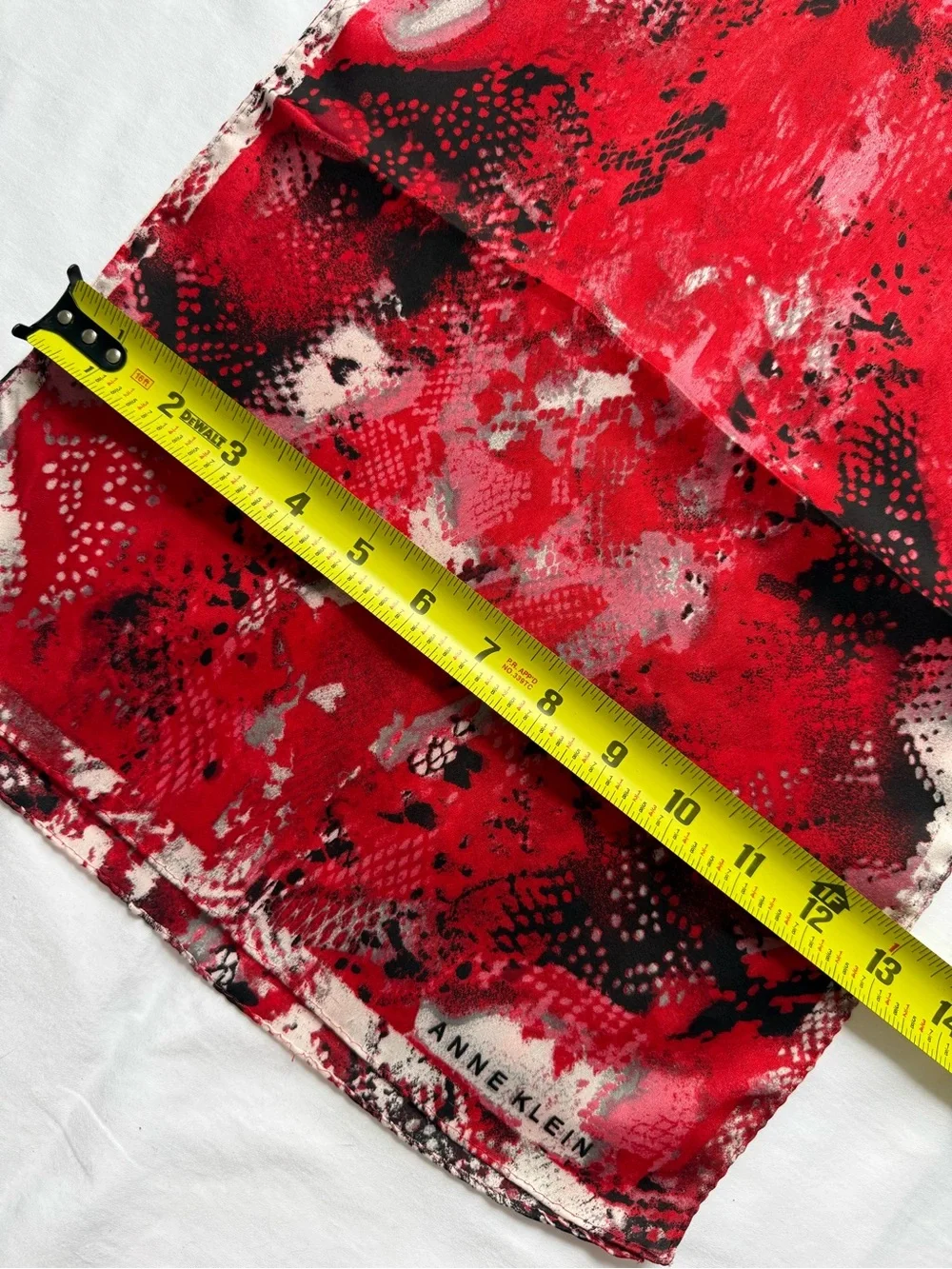 Anne Klein Red Black White Abstract Silk Scarf
